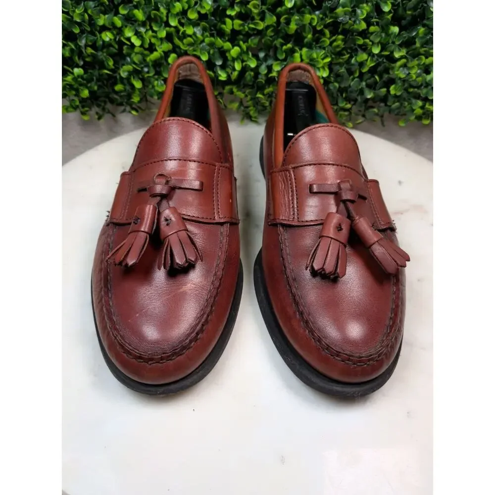Sebago Lite Tassel Loafers Brown Leather Men's US 9.5 D Made in USA Vintage